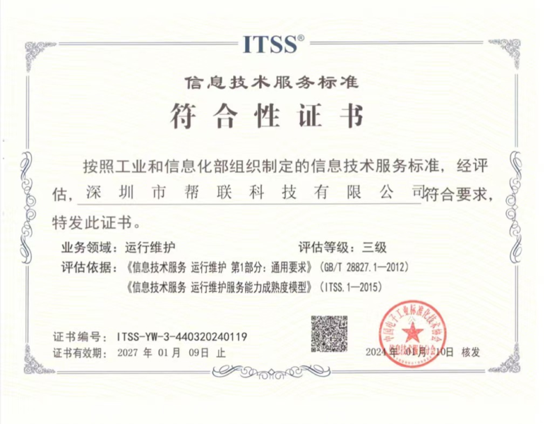 ITSS证书